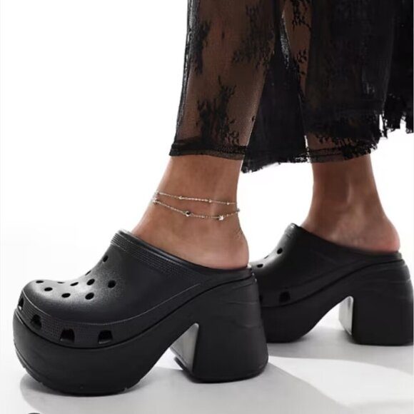 CROCS Unisex Mens 10 Women's 12 Black Siren Elevated Clogs - Size 12 NWT - Picture 2 of 7